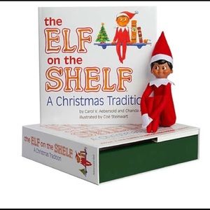 Brown elf on the shelf with brown eyes